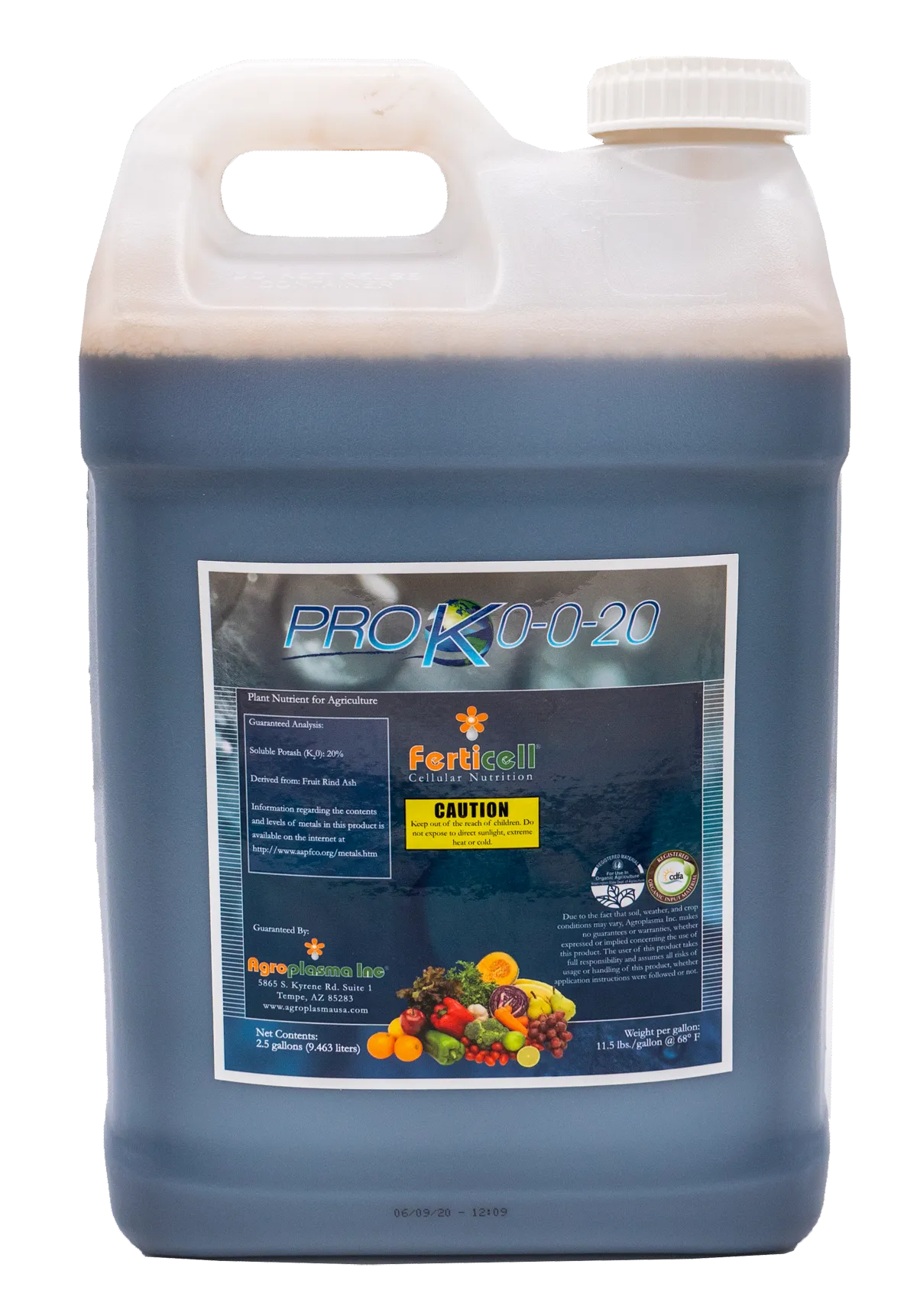 plant fertilizer potassium Ferticell Pro K 0-0-20 liquid Potassium 2.5 Gal