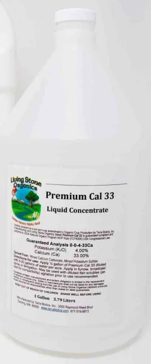 organic carbon liquid fertilizer Premium Cal 33 0-0-4-33Ca-4S