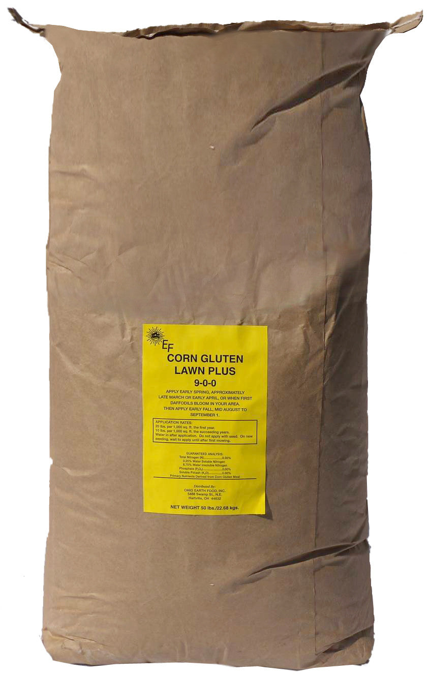 sweet corn pre emergent herbicide CORN GLUTEN LAWN PLUS (9-0-0)* 50# bag – Ohio Earth Food Organic Fertilizer