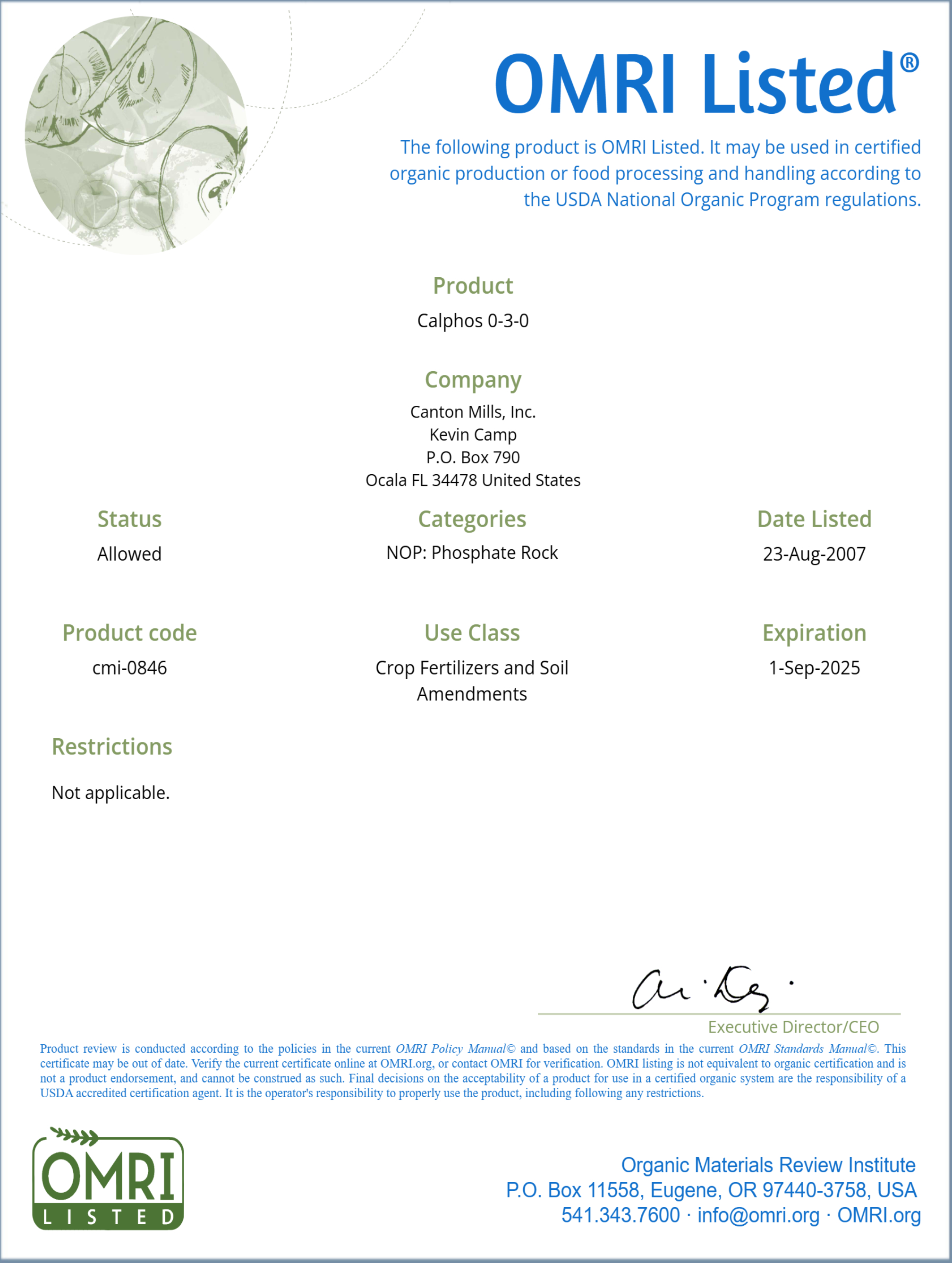 Soft Rock Phosphate Powder OMRI listed