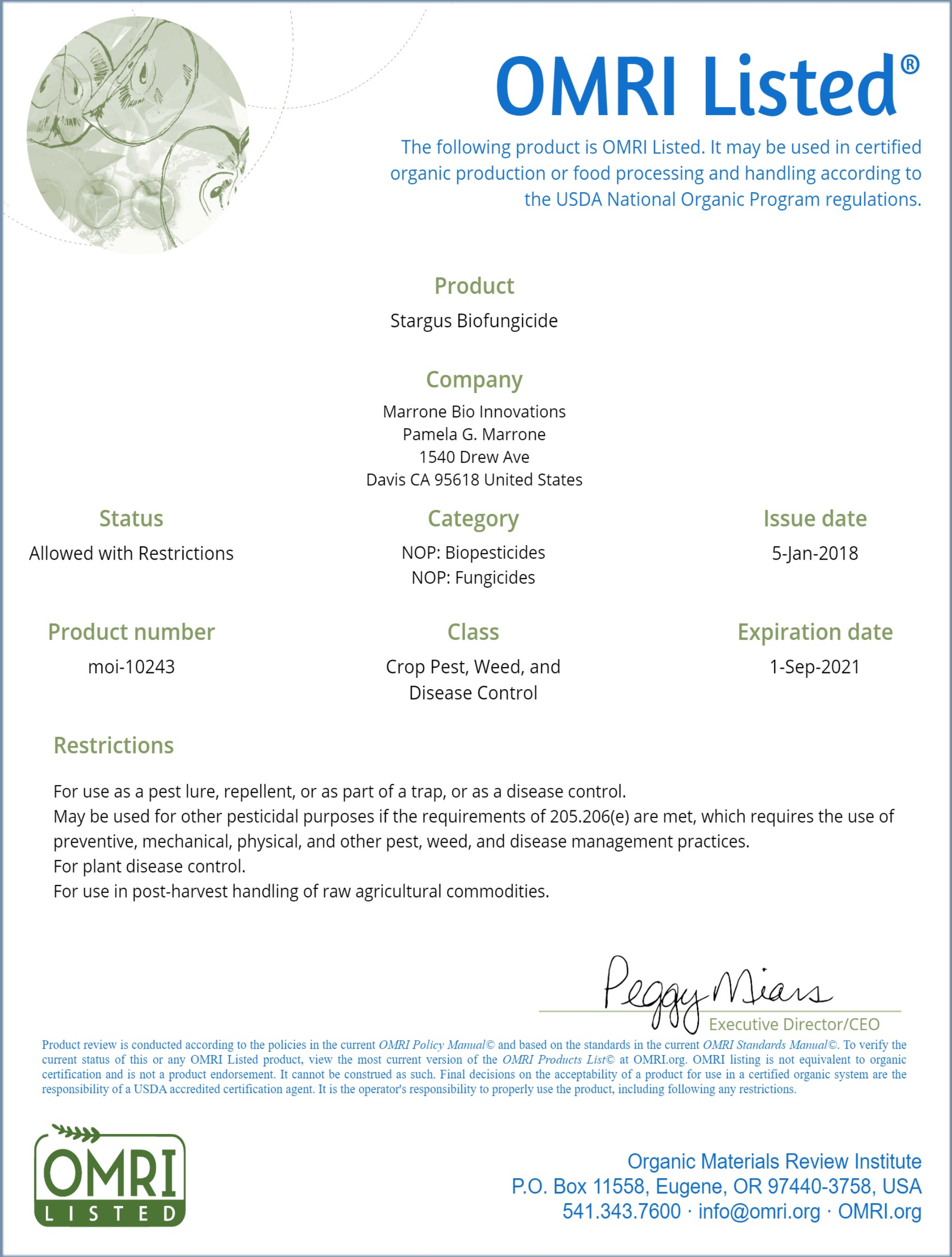 Stargus Fungicide OMRI listed