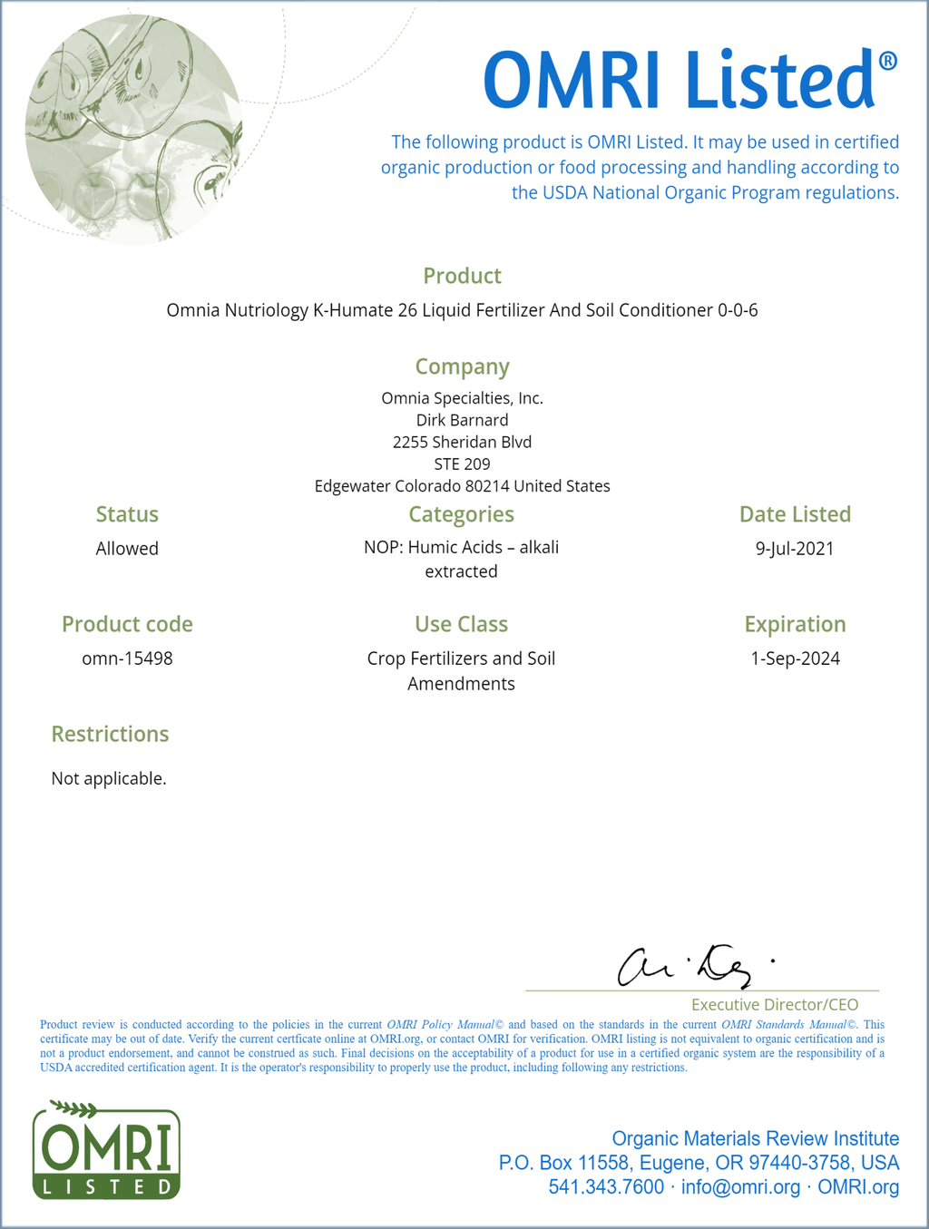 K Humate 26 0-0-6 CONCENTRATED LIQUID HUMUS