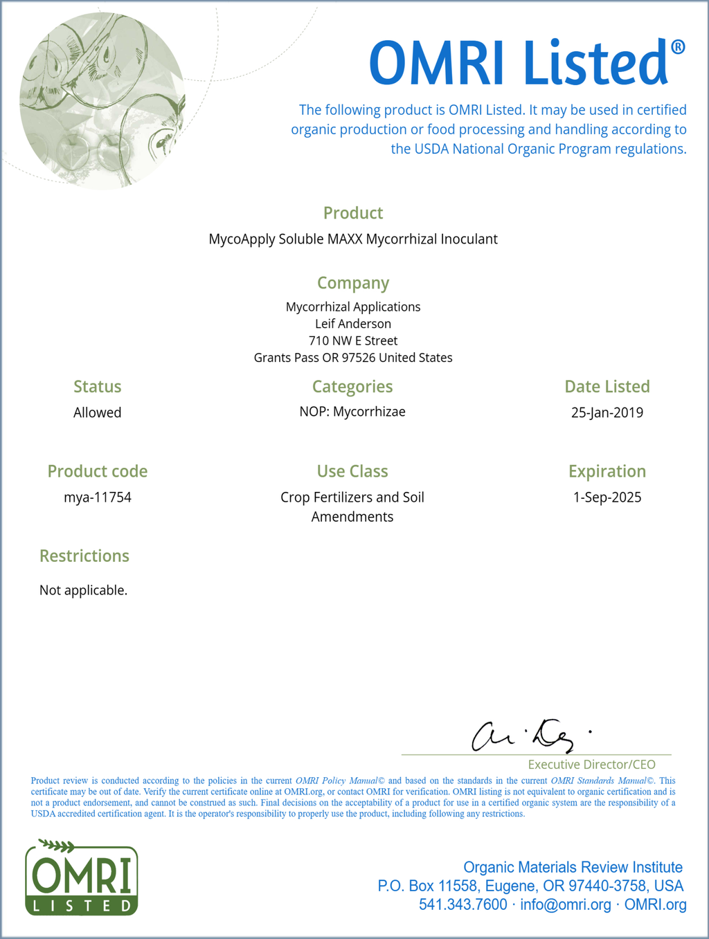 Mycoapply 1 lb. Soluble MAXX OMRI listed