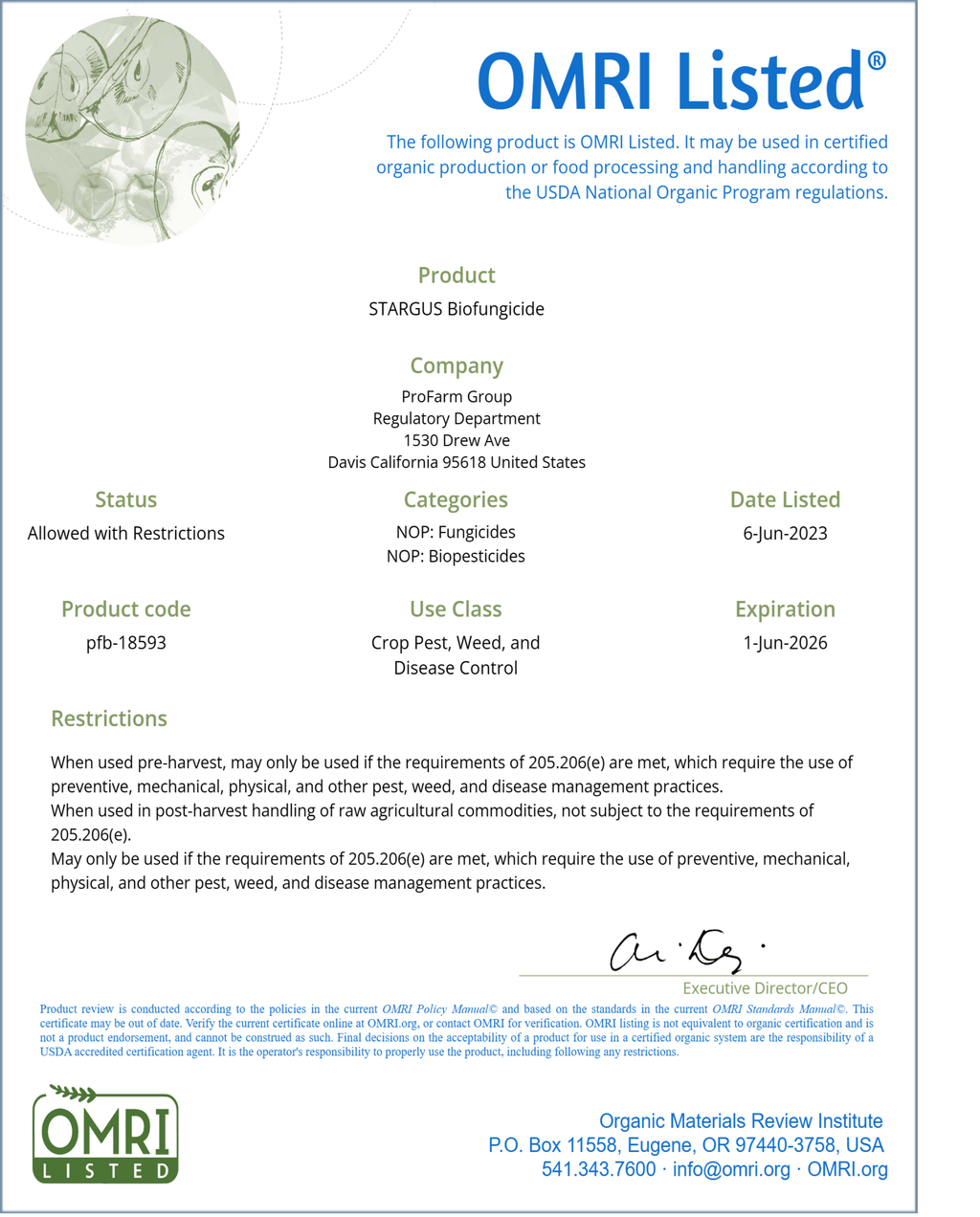 Stargus Fungicide OMRI listed – Ohio Earth Food Organic Fertilizer