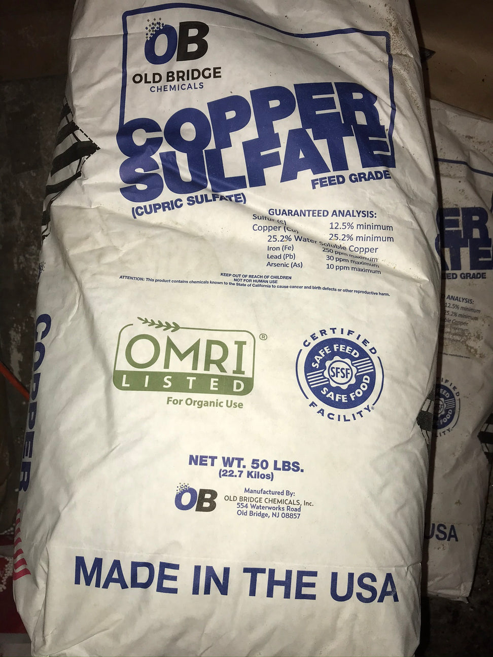 COPPER SULFATE powder OMRI listed