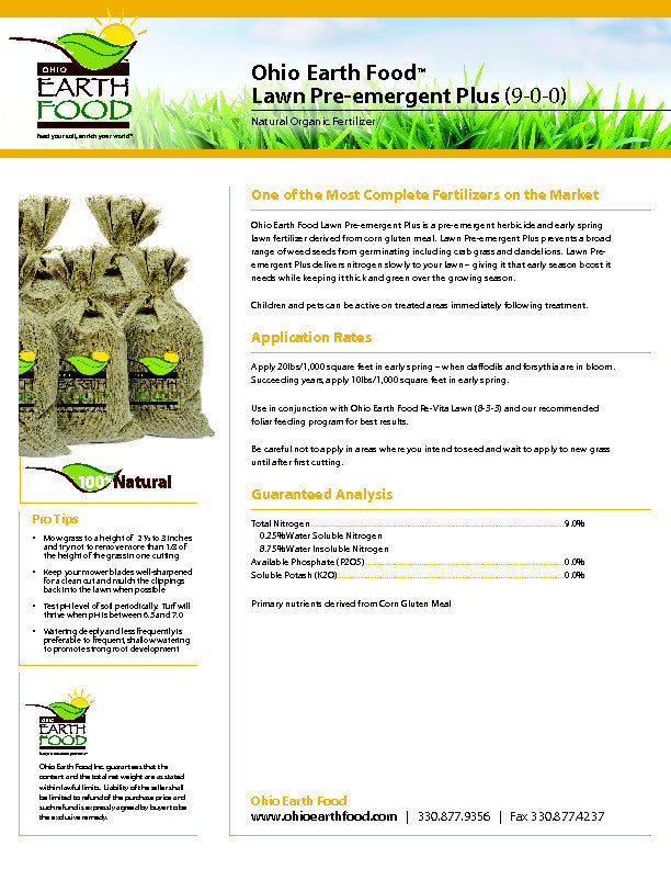 CORN GLUTEN LAWN PLUS (9-0-0)* 50# bag