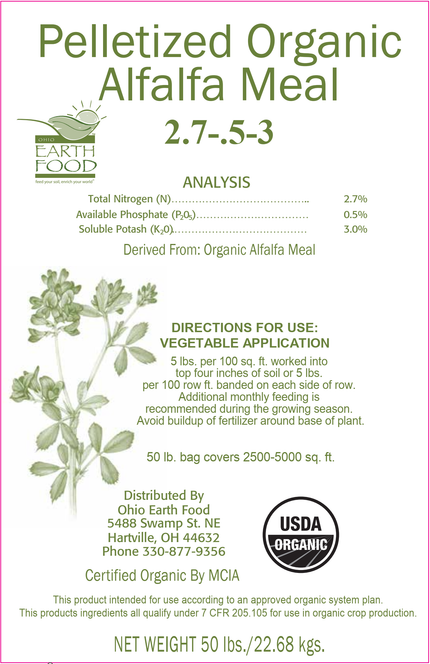 Alfalfa Meal Pelletized Certified Organic