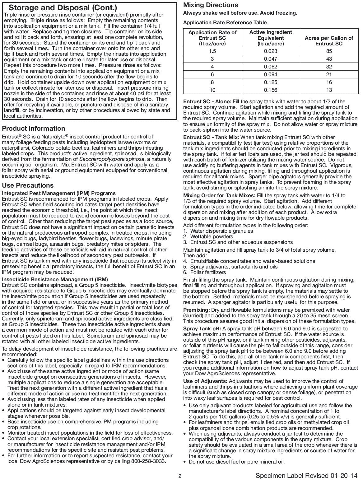 Entrust SC 22.5% Spinosad OMRI listed