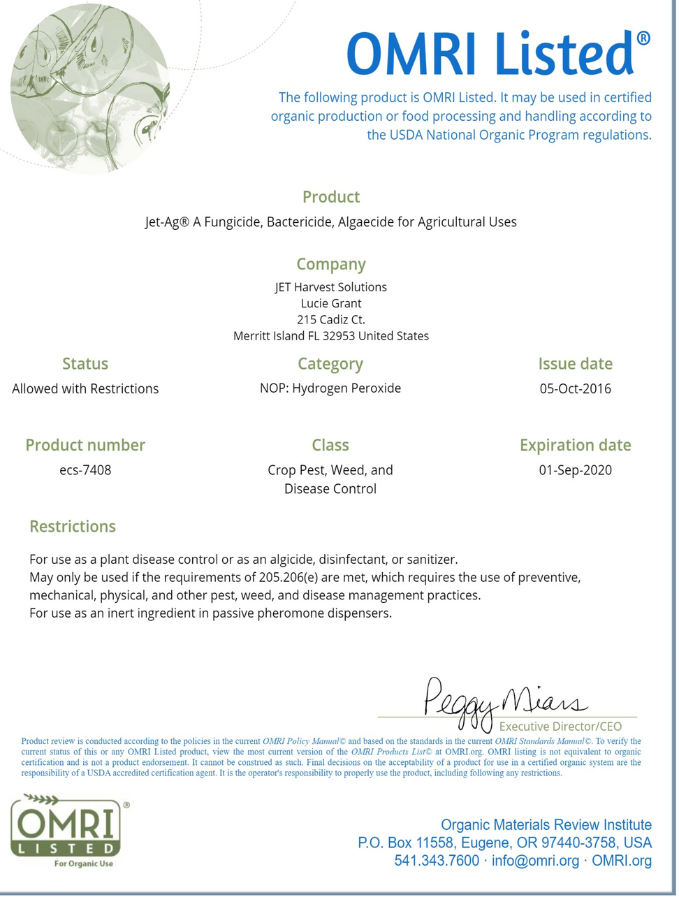 Marrone Jet Ag OMRI listed