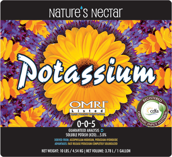 NATURE’S NECTAR POTASSIUM 0-0-5 OMRI listed